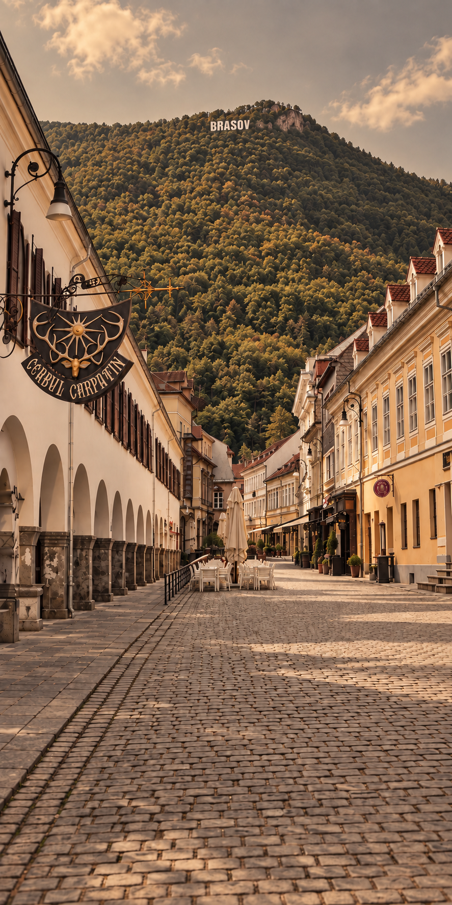 Brașov street opening toward Tâmpa mountain